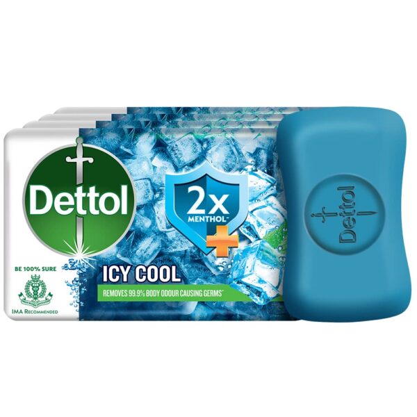 Dettol Icy Cool Soap Bar With (300gm), 100gm - Pack of 4