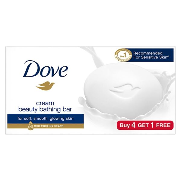 Dove Cream Beauty Bathing Soap Bar 125g (4+1 Free Combo)