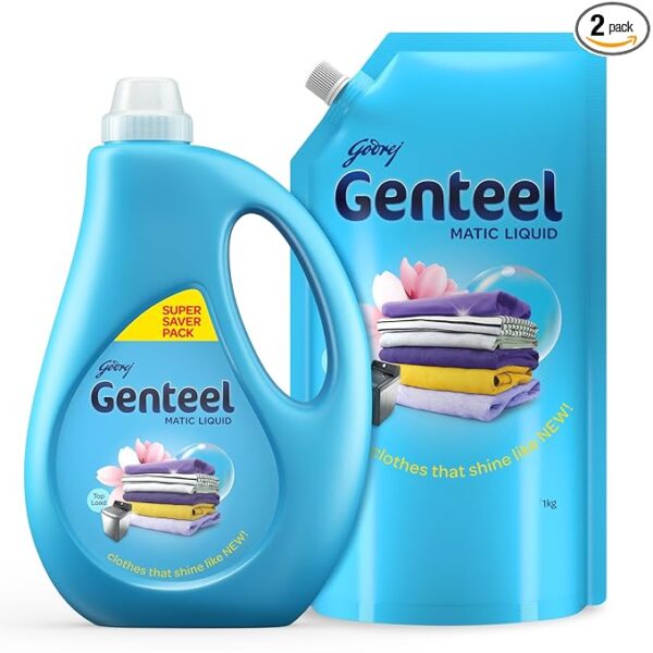 Genteel Matic Liquid Detergent 1kg bottle + 1kg Refill Pouch